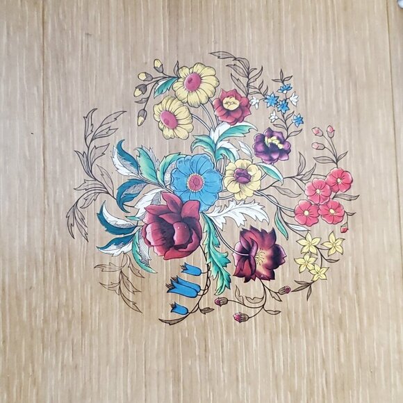 Floral Serving Trays Wood MCM Appetizers Starters Snacks Cottagecore Hasko (5) - Picture 3 of 8